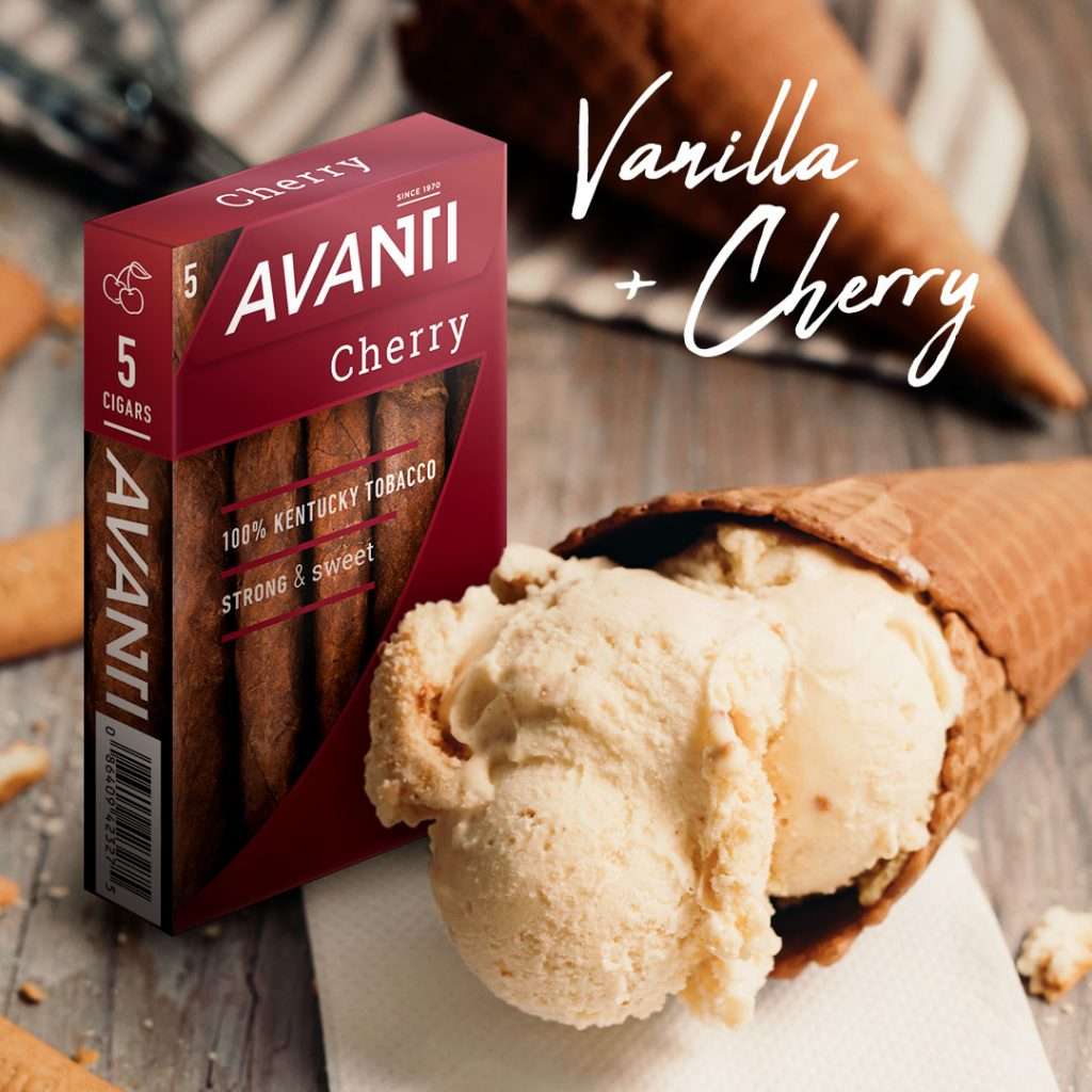 vanilla ice cream and avanti cherry