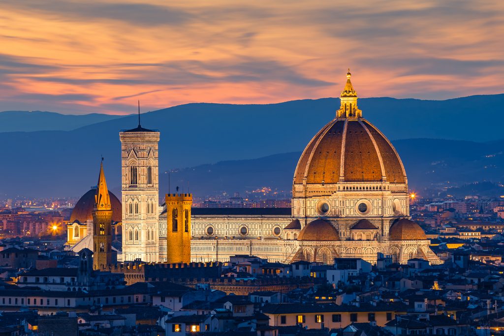 Having a Parodi cigar at Twilight at Duomo Florence in Florence, Italy.